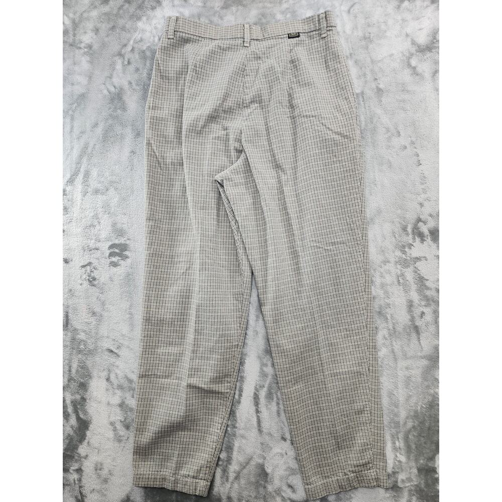 Vintage Lee Casuals Pants Womens 14* Gray Plaid High Rise Pleated Tapered Preppy - Picture 4 of 14